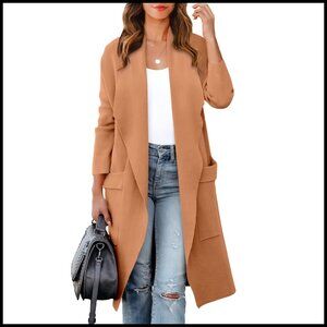 Oversized Long Cardigan Sweater Open Front Coatigan Knit Casual Fall